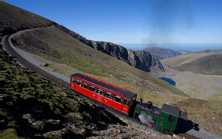 Enid takes the Mountain Goat to the summit Snowdon Railway.jpg